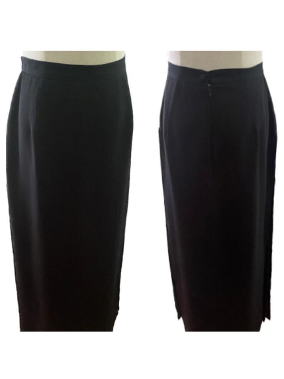 NWOT 80s LAURA PETITE DOUBLE SLIT MAXI 3 LAYER STRAIGHT SKIRT FULLY LINED SZ 12
